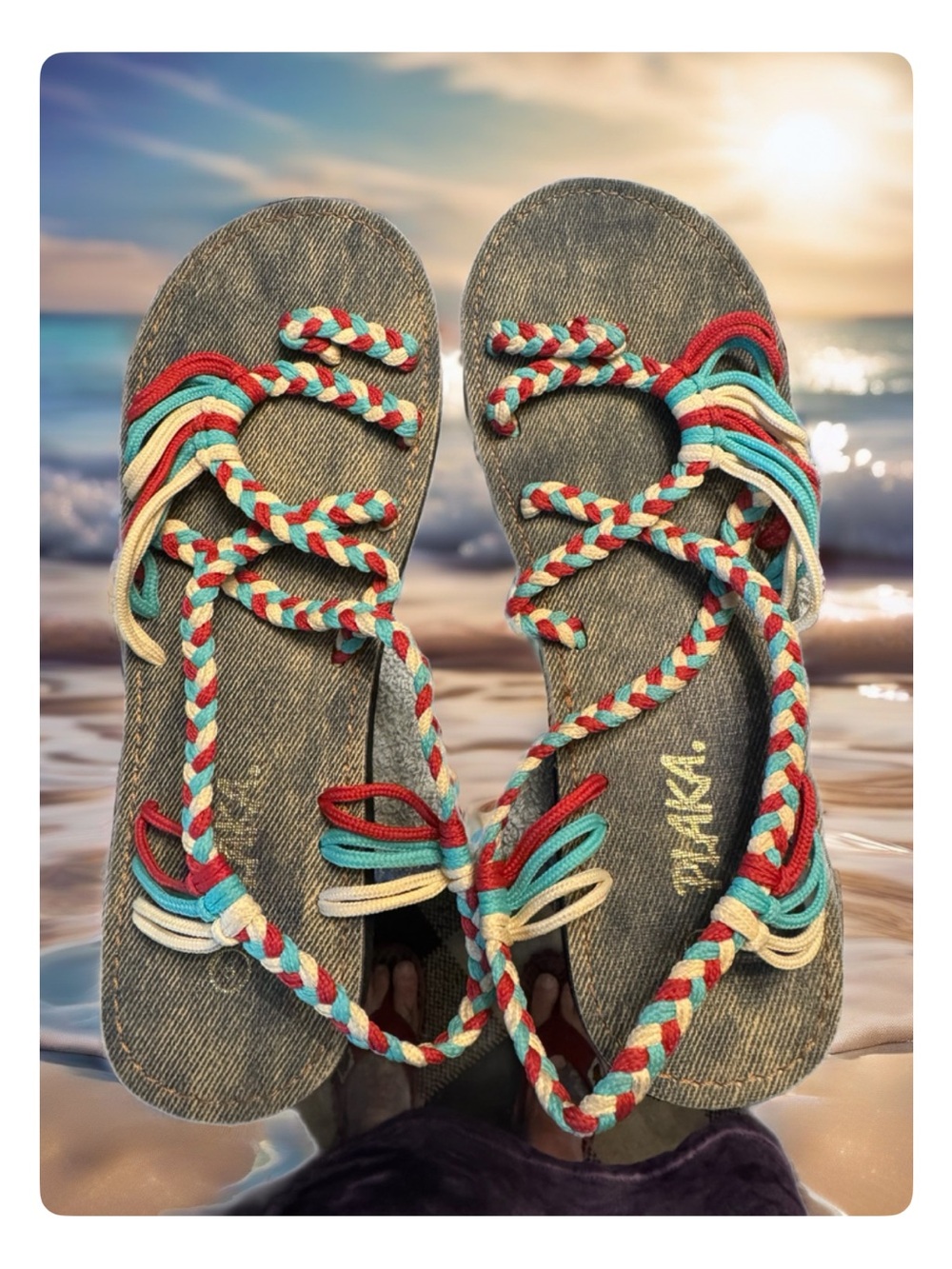 Plaka Braided Multicolor Rope Wrap Sandals - Women's Casual Summer Sandals